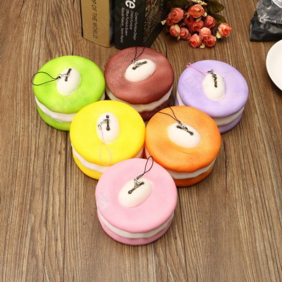 Squishy Macaroon 10cm Slow Rising Dessert Sweet Collection Phone Bag Strap Decor Gift Toy