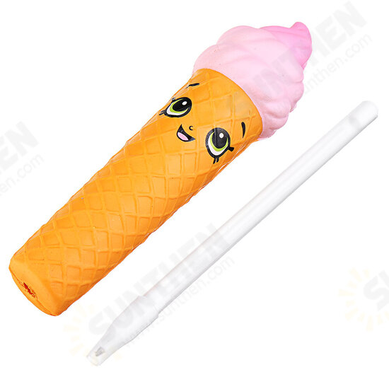 Squishy Pen Cap Smile Face Ice Cream Cone Slow Rising Jumbo With Pen Stress Relief Toys Student Office Gift