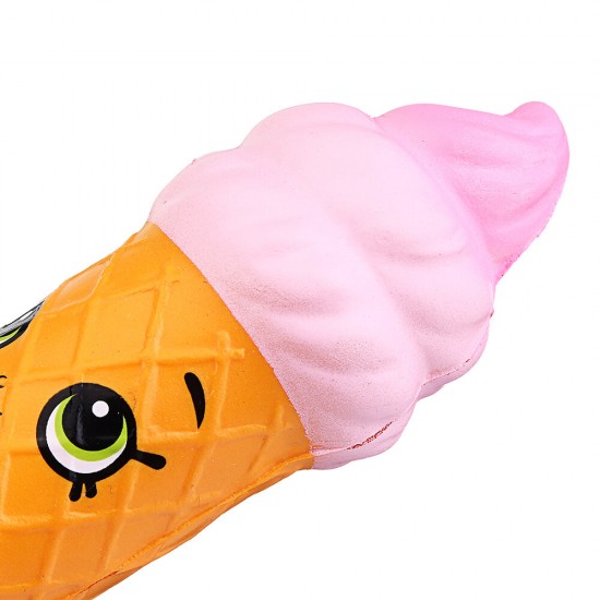 Squishy Pen Cap Smile Face Ice Cream Cone Slow Rising Jumbo With Pen Stress Relief Toys Student Office Gift