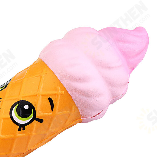 Squishy Pen Cap Smile Face Ice Cream Cone Slow Rising Jumbo With Pen Stress Relief Toys Student Office Gift