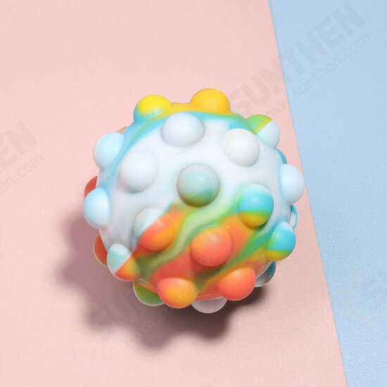 Stress Relief Pops 3D Silicone Decompression Vent Rainbow Push Bubble Ball Fidget Toy