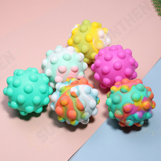 Stress Relief Pops 3D Silicone Decompression Vent Rainbow Push Bubble Ball Fidget Toy