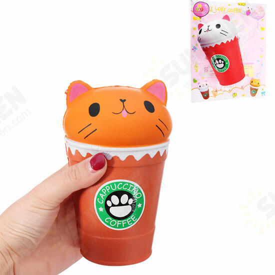 Sunny Squishy Cat Coffee Cup 13.5*8.5CM Slow Rising Soft Animal Toy Gift With Packing