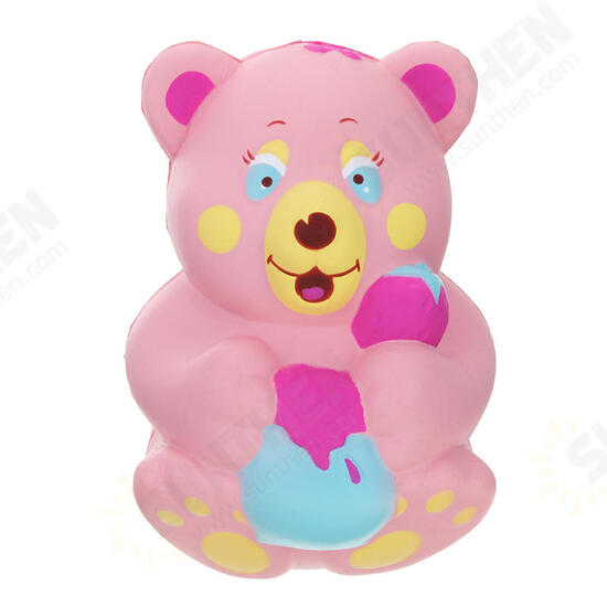 Squishy Strawberry Bear Holding Honey Pot Pink Slow Rising With Packaging Collection Gift Toy