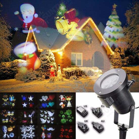 12Pattern Waterproof LED Moving Projector Stage Light Christmas Halloween Lamp