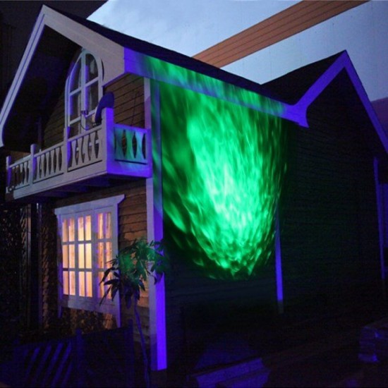 12W Remote Control Water Wave Effect Outdoor Projector Light with 7Colors Decor for Christmas Party