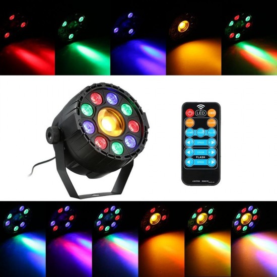 15W 10 LED Strobe Par Lamp RGB Yellow DMX Sound Remote Control Stage Light for DJ Party AC90-240V