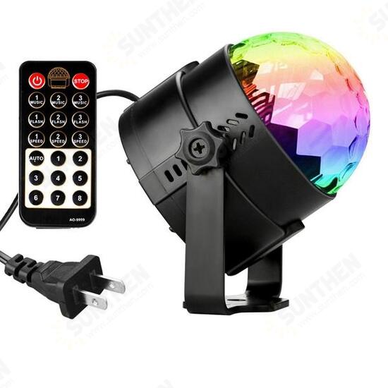 5W RGBWP LED Sound Activated Remote Control Crystal Ball Stage Light for Christmas Party