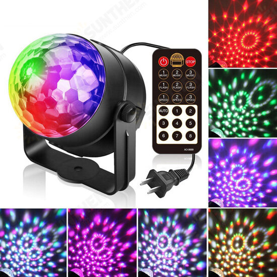 5W RGBWP LED Sound Activated Remote Control Crystal Ball Stage Light for Christmas Party