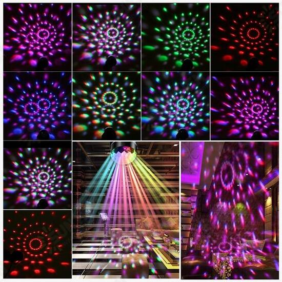 5W RGBWP LED Sound Activated Remote Control Crystal Ball Stage Light for Christmas Party