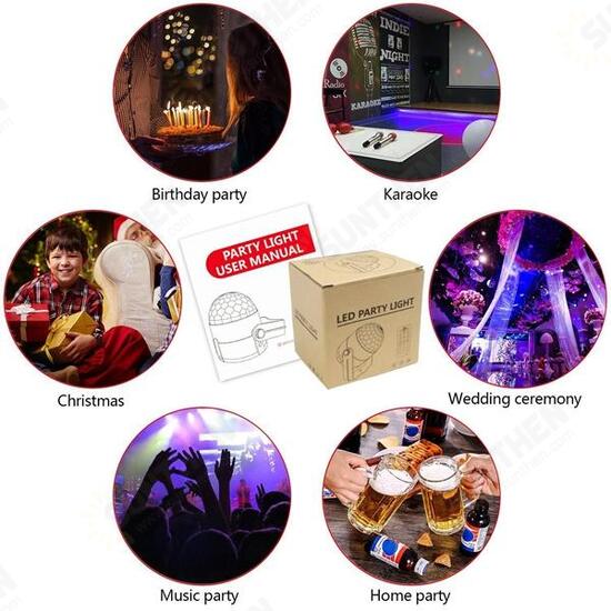 5W RGBWP LED Sound Activated Remote Control Crystal Ball Stage Light for Christmas Party