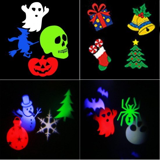 6 Patterns 4W LED Stage Light Projector Lamp Landscape Garden Decor for Halloween Christmas Decorations Clearance Christmas Lights
