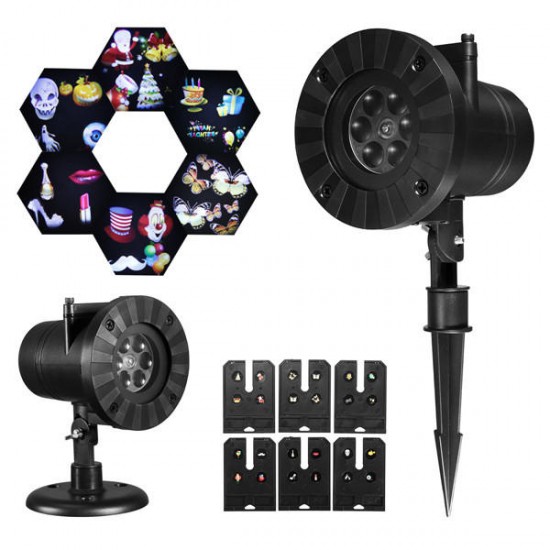 6 Patterns Projector LED Stage Light Moving Landscape Christmas Halloween Party Decor
