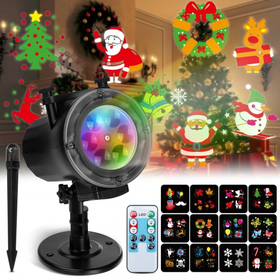 Christmas Projector Lights Thanksgiving Projector Light with 12 Ocean Wave Patterns Christmas Projector with Remote & Timing for Indoor Outdoor Xmas New Year Party Landscape Decorations