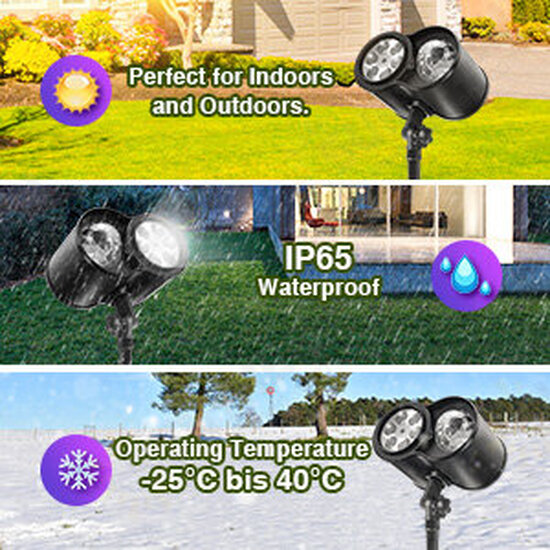 Christmas Projector Lights Waterproof Outdoor Projector 2-in-1 Ocean Waves and Moving Patterns Lawn Lamp with Remote Control for Holiday Christmas Party Outdoor Indoor Decorations