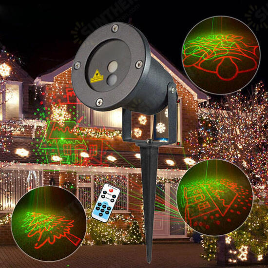 R&G Remote Christmas 8 Pattern Waterproof Projector Stage Light Garden Lawn Landscape Lamp