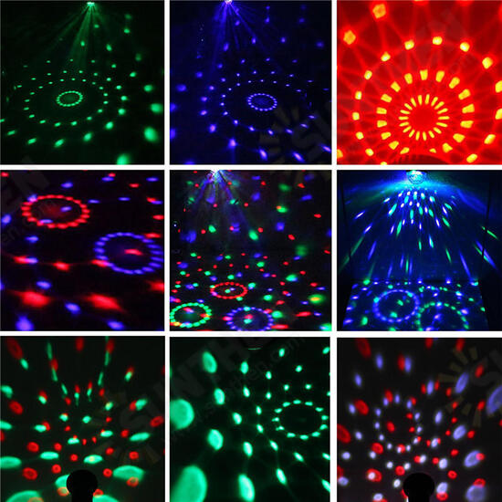 RGB 4 LED Crystal Magic Rotating Ball Effect Stage Light Party KTV Bar Disco DJ AC90-245V