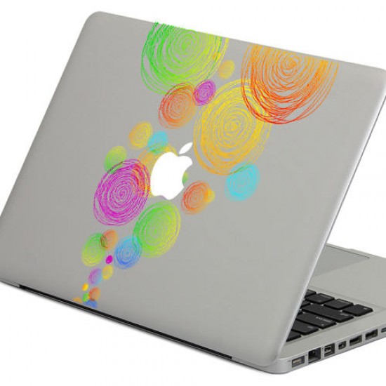 Colored Ring Decorative Laptop Decal Removable Bubble Self-adhesive Skin Sticker