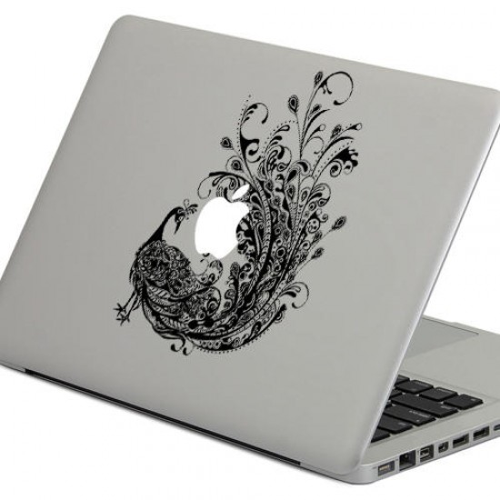 Peacock Decorative Laptop Decal Removable Bubble Self-adhesive Partial Color Skin Sticker
