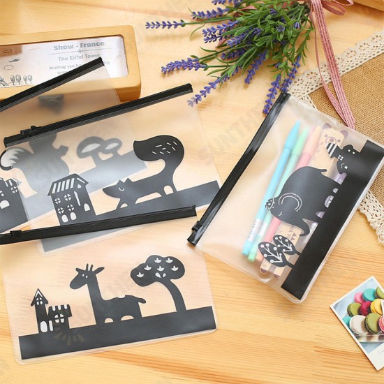 2018 stationery bag cute animal translucent matte paper bag zipper pencil Case