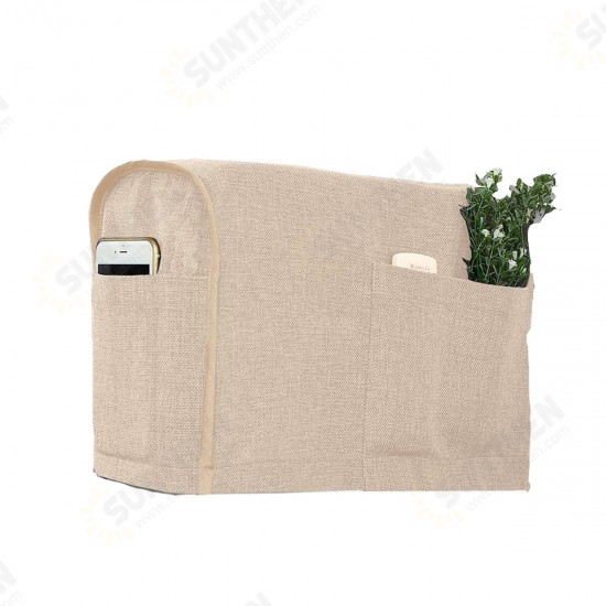 2Pcs/Set Armrest Cover W/ 6 Pockets Linen Anti-Slip Sofa Armrest Cover Protector