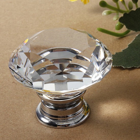 40mm Diamond Crystal Door Knob Drawer Cabinet Handle Knob Screw