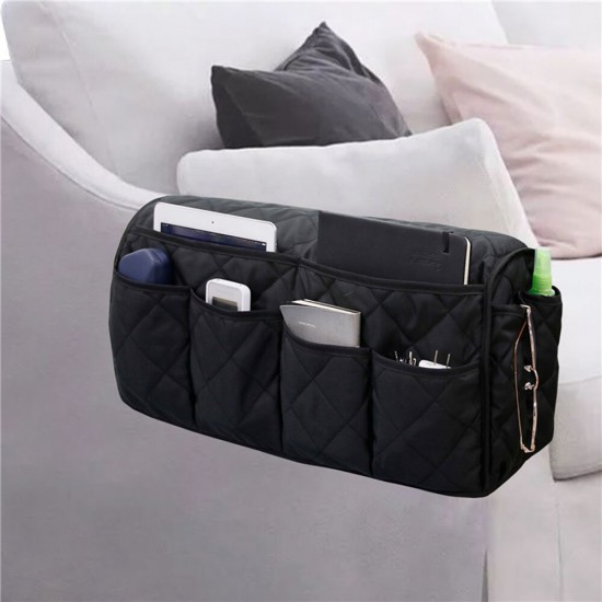 Armrest Bag Bedside Sofa Storage Organizer with 6 Pockets for Laptop Notebook Books Phone