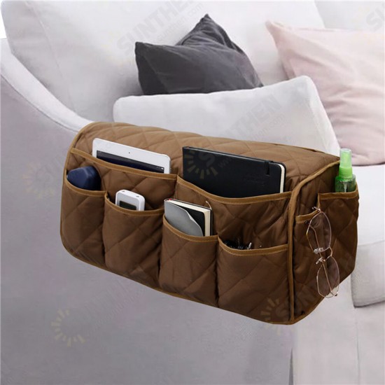 Armrest Bag Bedside Sofa Storage Organizer with 6 Pockets for Laptop Notebook Books Phone