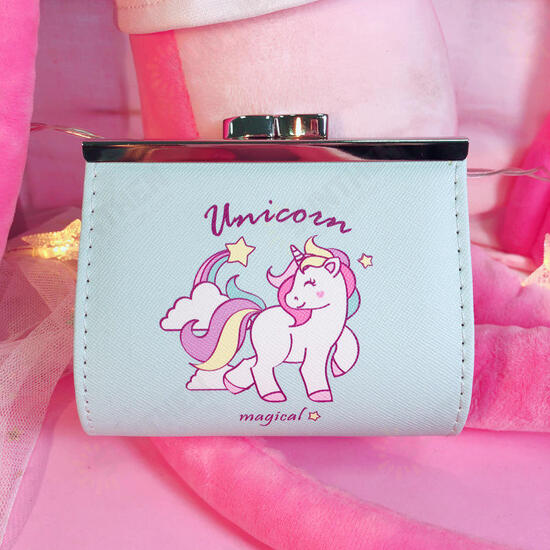 Cartoon Unicorn PU Change Card Pack Female Cute Buckle Wallet Card Bag