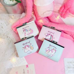 Cartoon Unicorn PU Change Card Pack Female Cute Buckle Wallet Card Bag Cartoon Unicorn PU Change Card Pack Female Cute Buckle Wallet Card Bag
