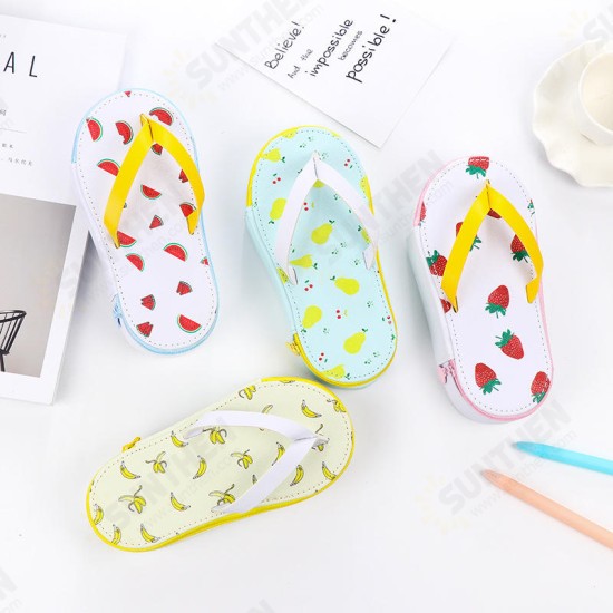 Cute Fruit Flip-flops Creative Slippers Pencil Bag School Office Stationery Supplies Pencil Case