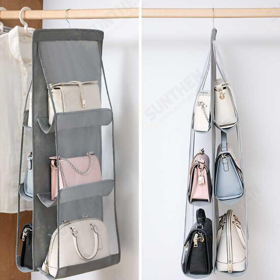 Double-sided Six-layer Hanging Handbag Closet Wardrobe Bag Storage Holder