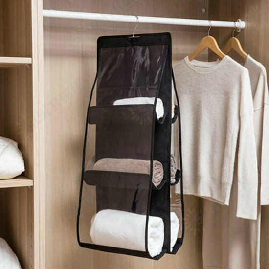 Double-sided Six-layer Hanging Handbag Closet Wardrobe Bag Storage Holder