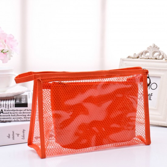 BX-112 Waterproof PVC Cosmetic Bags Two-piece Suit Net Travel Makeup Transparent Bag