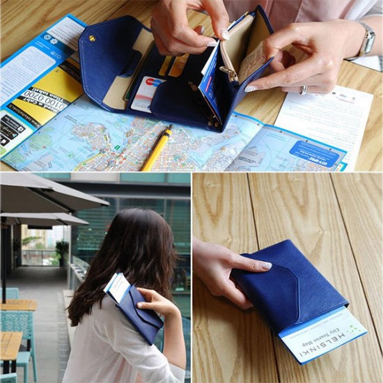 HN-PB2 9 Colors Fashion Leather Travel Passport Holder Credit Card Tickets Organizer