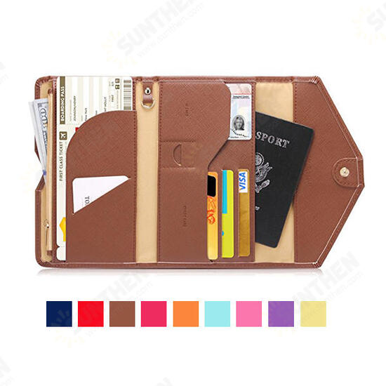 HN-PB2 9 Colors Fashion Leather Travel Passport Holder Credit Card Tickets Organizer