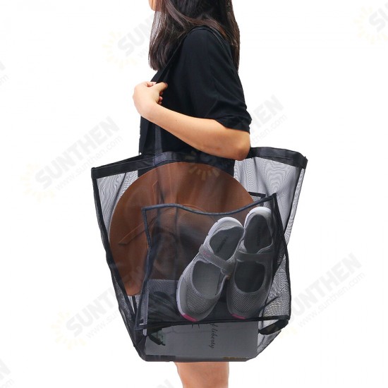 Mesh Beach Bag Toy Tote Bag Market Grocery & Picnic Tote with Oversized Pockets Bag