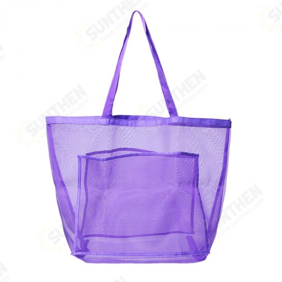 Mesh Beach Bag Toy Tote Bag Market Grocery & Picnic Tote with Oversized Pockets Bag