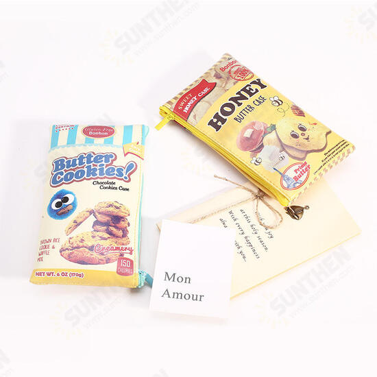 Novelty Cute Biscuit Butter Cookies Chips PU Pen Bag Pencil Case Cosmetic Makeup Bag