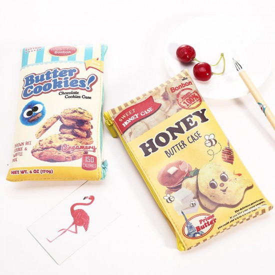 Novelty Cute Biscuit Butter Cookies Chips PU Pen Bag Pencil Case Cosmetic Makeup Bag