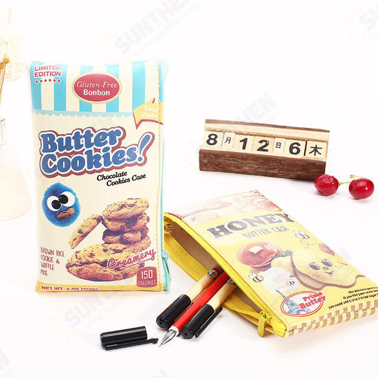 Novelty Cute Biscuit Butter Cookies Chips PU Pen Bag Pencil Case Cosmetic Makeup Bag