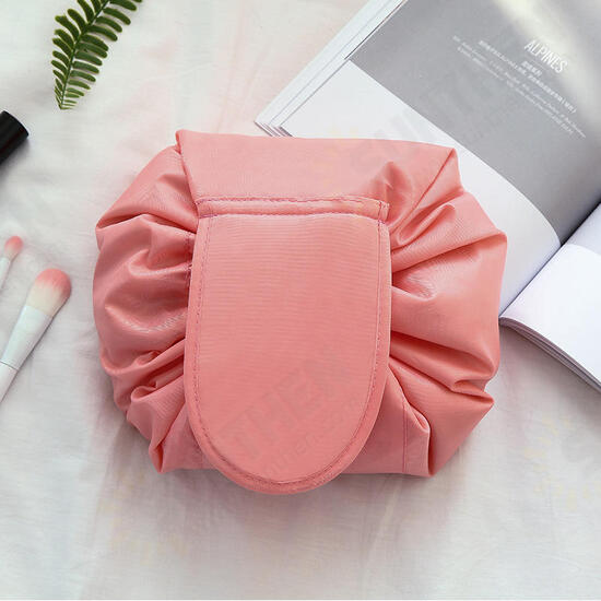 Polyester Solid Color Drawstring Cosmetic Bag Travel Portable Lazy Storage Bag