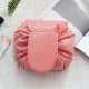 Polyester Solid Color Drawstring Cosmetic Bag Travel Portable Lazy Storage Bag