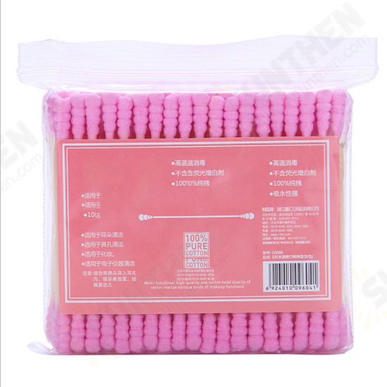 100pcs/ Pack Double Head Cotton Swab Disposable Women Makeup Cotton Buds Tip For Wooden Sticks Ears Clean Health Care Tools