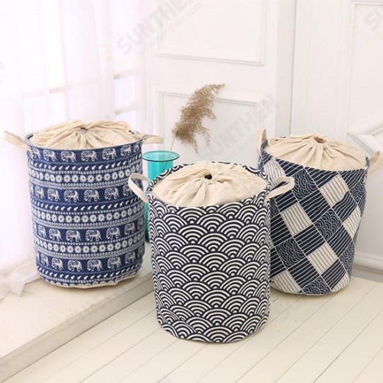 35x45cm Waterproof Durable Cloth Storage Baskets High Capacity Cotton Linen Laundry Box Organizer