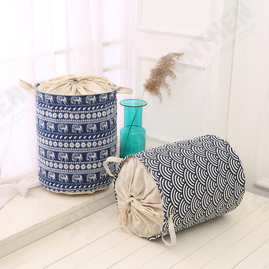 35x45cm Waterproof Durable Cloth Storage Baskets High Capacity Cotton Linen Laundry Box Organizer