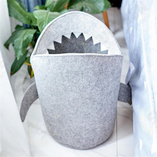 Kids Cartoon Folding Felt Shark Laundry Hamper Toy Storage Baskets Storage Box Bin