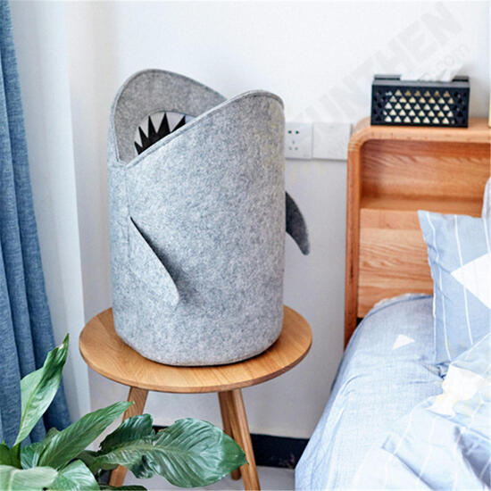 Kids Cartoon Folding Felt Shark Laundry Hamper Toy Storage Baskets Storage Box Bin