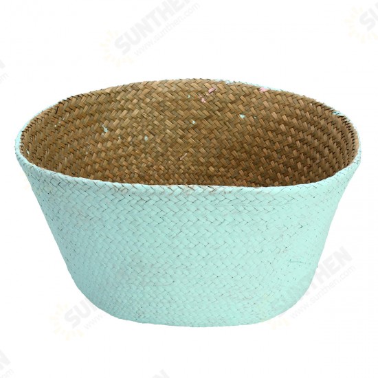 Seagrass Belly Storage Baskets Shopping Bag Box Organizer Plant Pot Half Green