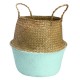 Seagrass Belly Storage Baskets Shopping Bag Box Organizer Plant Pot Half Green